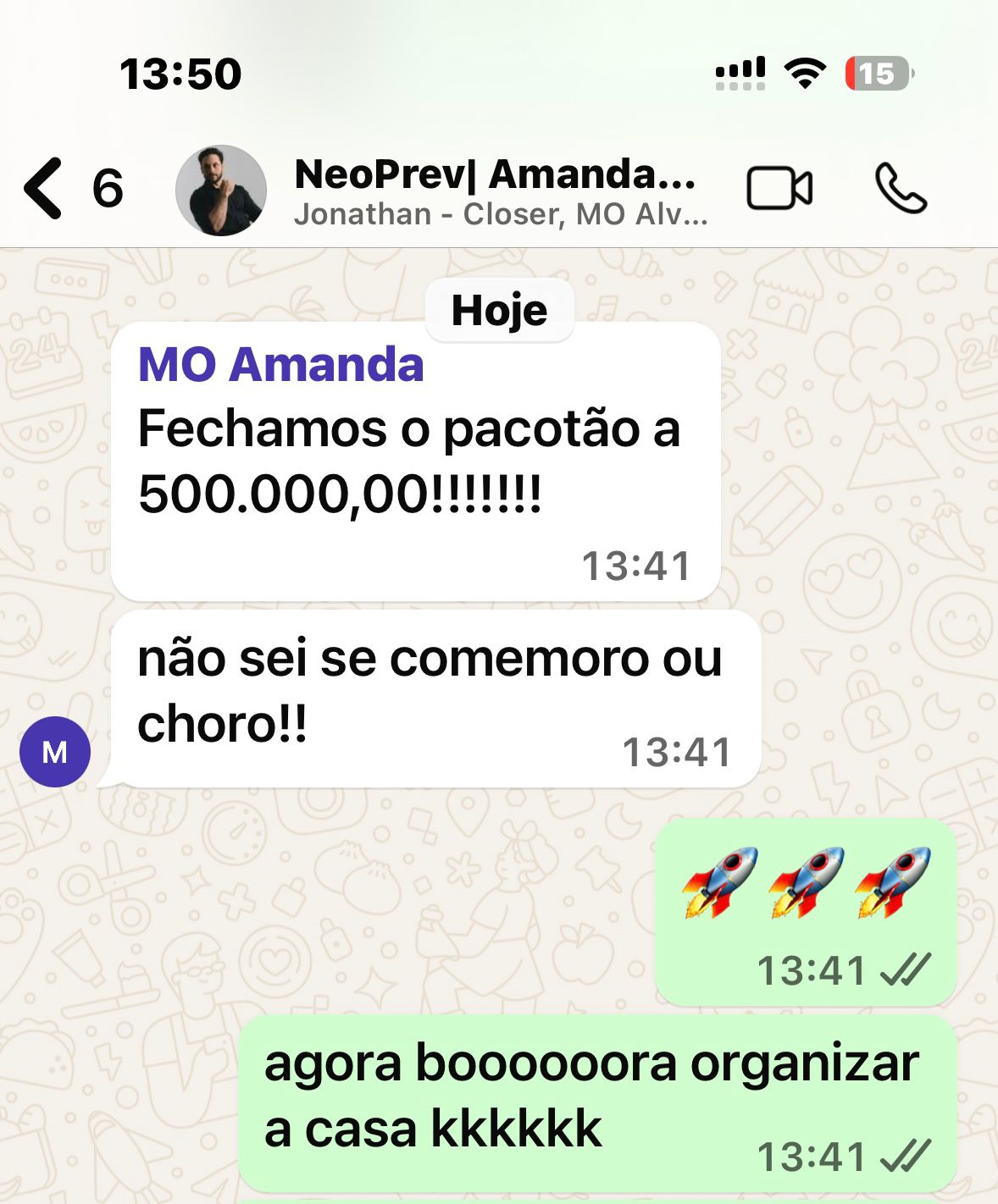 Print real do fechamento da Neopreve